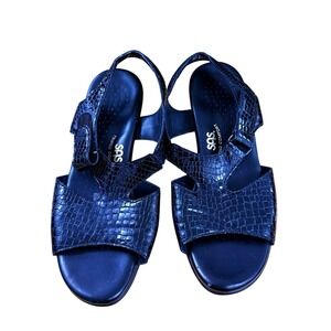 SAS‎ Tripad Comfort Sandals Black Croc Leather WOMENS Sz 8.5W PRE-OWNED Open Toe